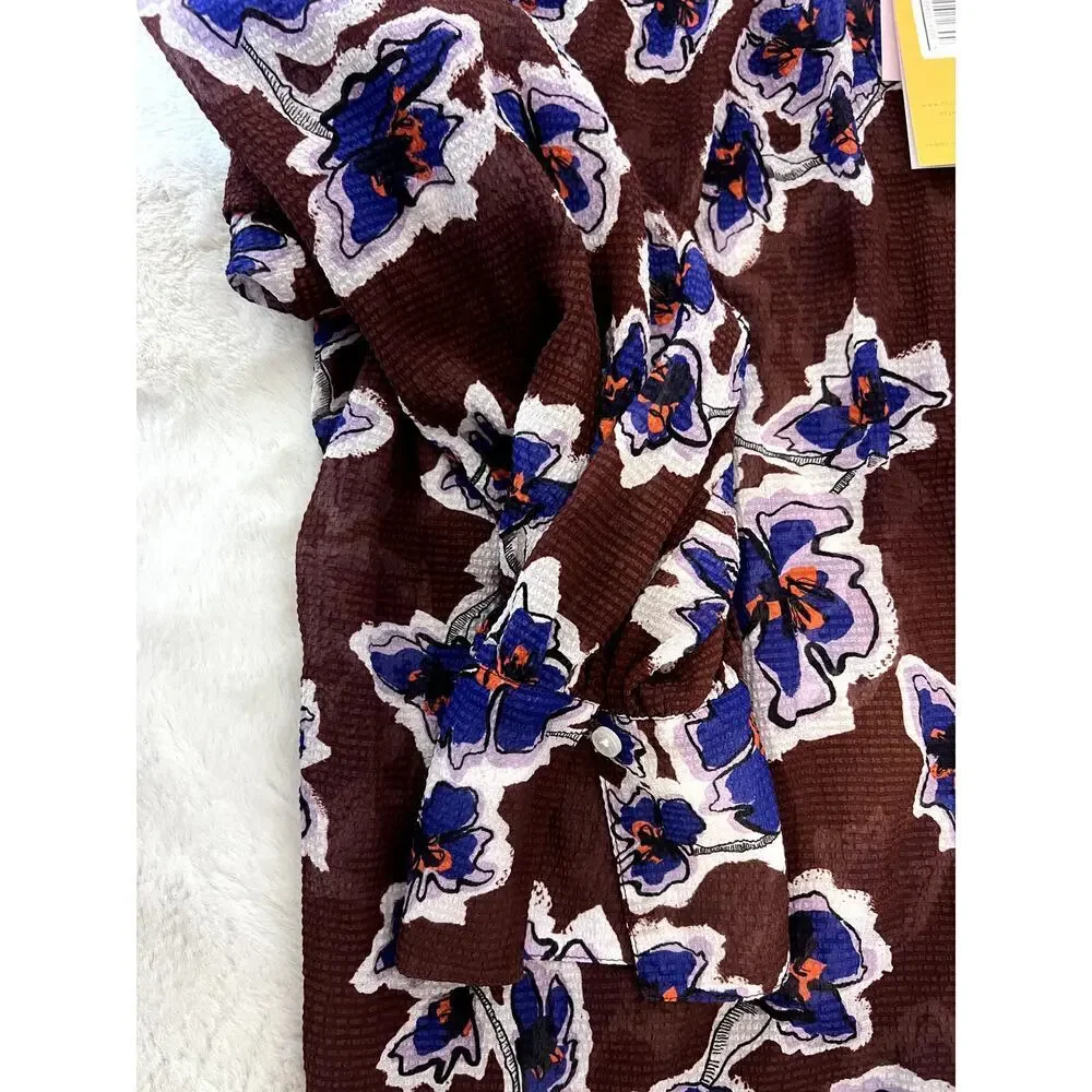 New Tanya Taylor Women's Briella Brown Floral Silk Top SZ 20